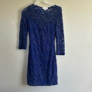 Blue dress. Mesh sleeves and back